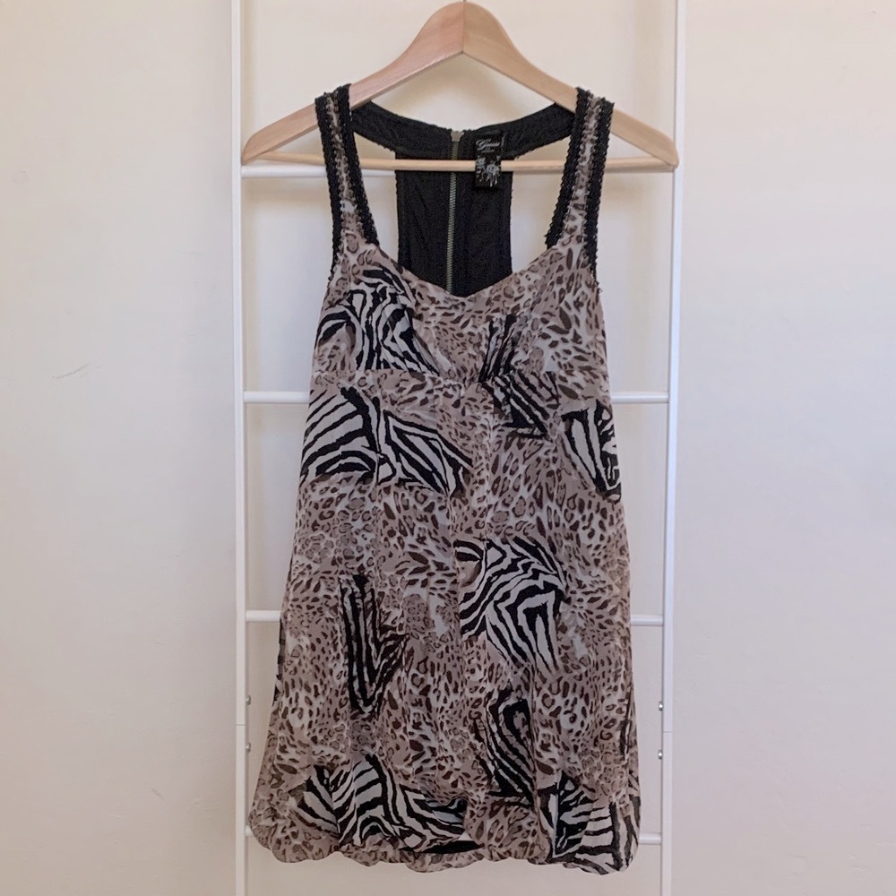Guess Brown and Black Animal Print Mini Dress